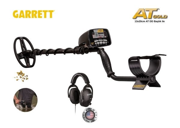 Garrett AT Gold Dedektör (5X8'' Başlık ve MS-2 Kablolu Kulaklık İle)