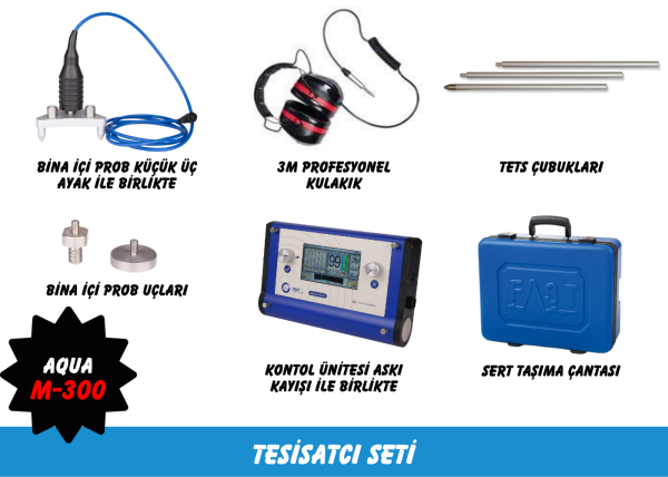Fast Aqua M300 Su Kaçak Tespit Cihazı (İç Mekan Dinleme Seti-Tesisatcı Özel Set)