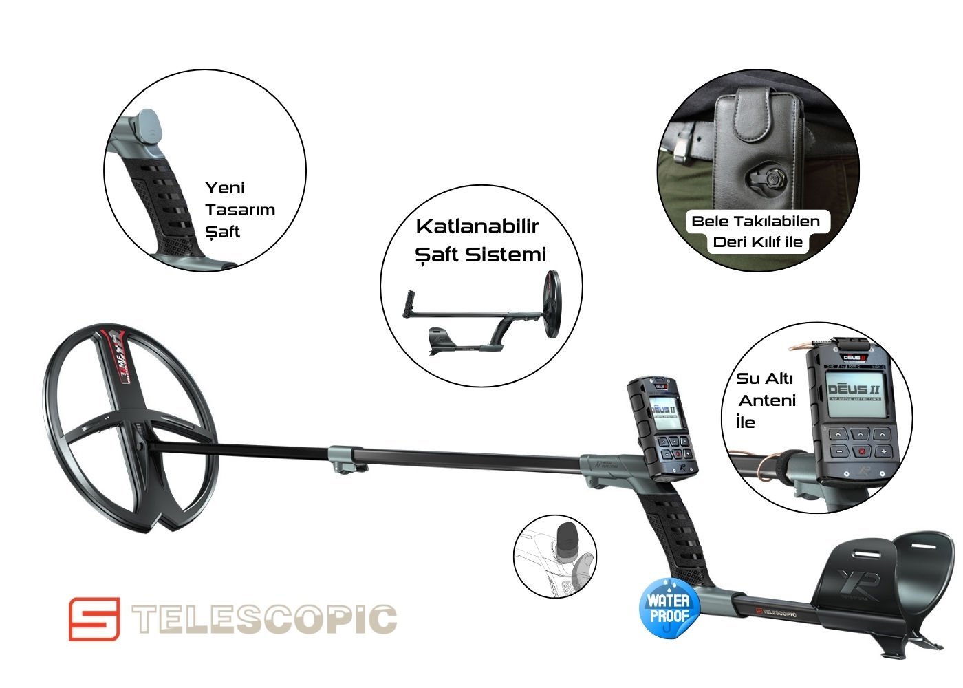 XP Deus 2 Dedektör (Ana Ünite, WS6 Kablosuz Kulaklık 34X28CM FMF Başlık İle)