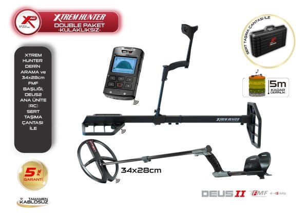 Xtrem Hunter Metal Dedektör - 34x28cm FMF Başlık DEUS 2 Ana Kontrol Ünitesi İle
