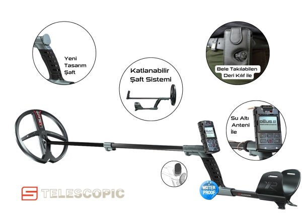 XP DEUS 2 Metal Dedektör - Ana Kontrol Ünitesi WSA2XL Kablosuz Kulaklık 28cm FMF Başlık ile