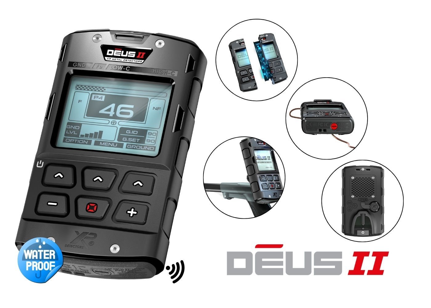 XP Deus 2 Dedektör (Ana Ünite, BH-01 Kemik İletimli Kulaklık ve 34X28CM FMF Başlık ile)