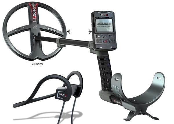 XP Deus 2 Dedektör (Ana Ünite, BH-01 Kemik İletimli Kulaklık ve 28CM FMF Başlık ile)