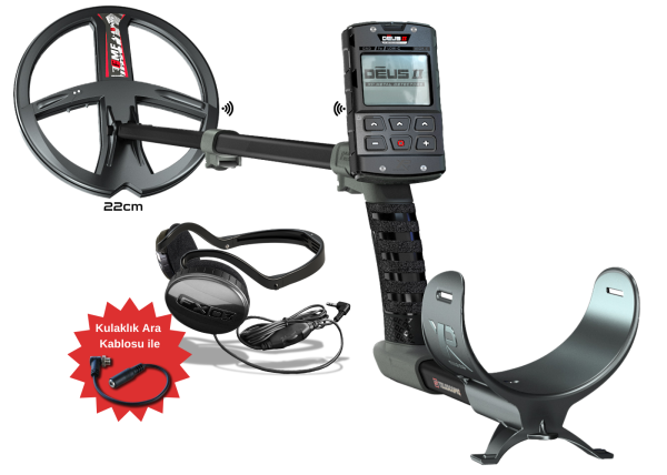 XP Deus 2 Dedektör (Ana Ünite, FX03 Kulaklık, Ara Kablo ve 22CM FMF Başlık ile)