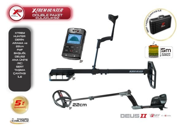 Xtrem Hunter Metal Dedektör - 22cm FMF Başlık DEUS 2 Ana Kontrol Ünitesi İle