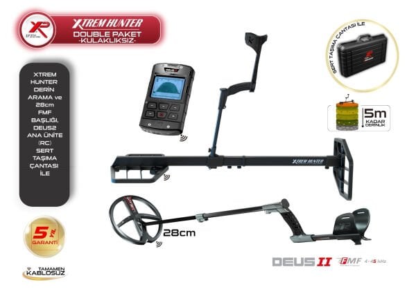 Xtrem Hunter Metal Dedektör - 28cm FMF Başlık DEUS 2 Ana Kontrol Ünitesi İle