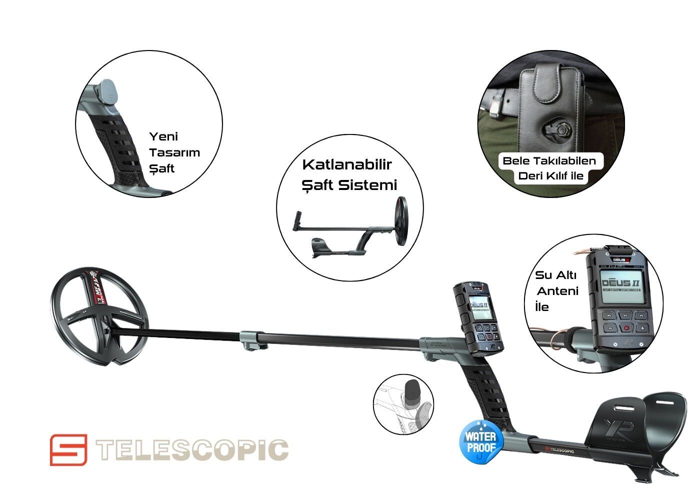 XP Deus 2 Dedektör (Ana Ünite, BH-01 Kemik İletimli Kulaklık ve 22CM FMF Başlık ile)