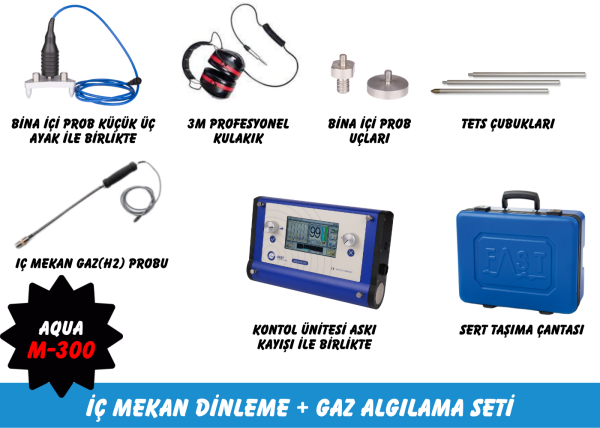 Fast Aqua M300 Su Kaçak Tespit Cihazı (İç Mekan Dinleme ve Gaz Algılama Seti)