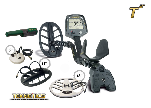 TEKNETICS T2 5” DD + 11” DD + 15” DD Başlıklı & TEK-POINT Pinpointer Metal Arama Dedektörü